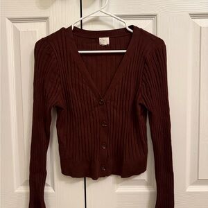 a new day Women's Ribbed V-Neck Sweater - Dark Brown